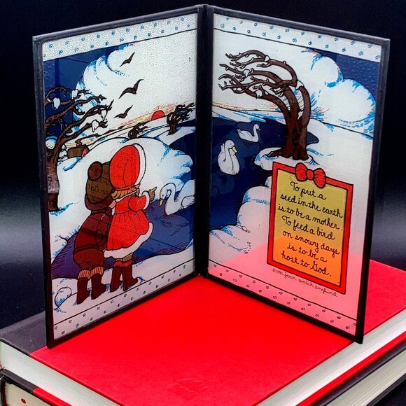 Vintage 1981 Joan Walsh Anglund Seriglass Fold Up Hand Painted Signed - Picture 1 of 8